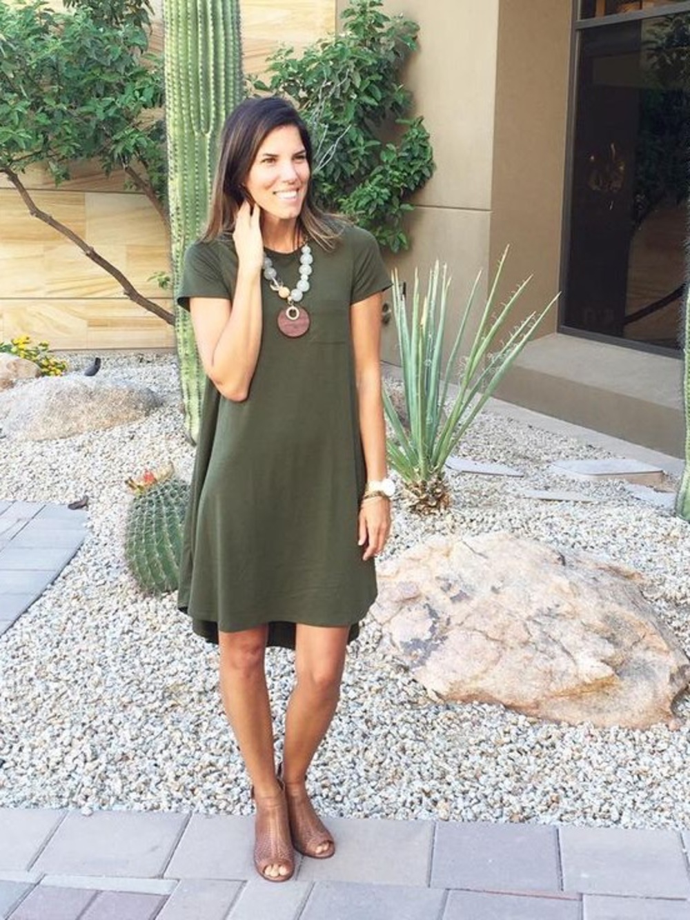 Lularoe Carly green Swing Dress with Pocket - Picture 6 of 6